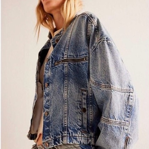 Free People/ We The Free Dia Denim Blue Jean Jacket Size X-Small and Large - Picture 3 of 12